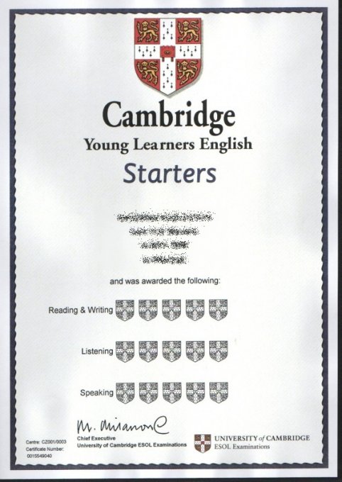 Předávání certifikátů Cambridge v ZŠ Školní Kaplice